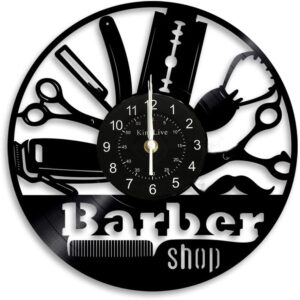 Barber Shop Vinyl Record Wall Clock