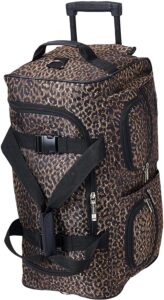 Brown Leopard Rolling Duffel Bag