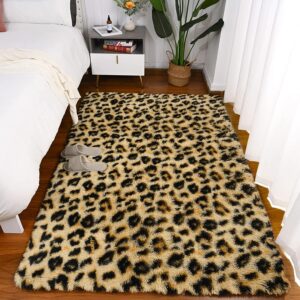 Fluffy Leopard Print Rug