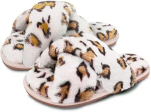 Girl's Cheetah Pattern Fluffy Slippers